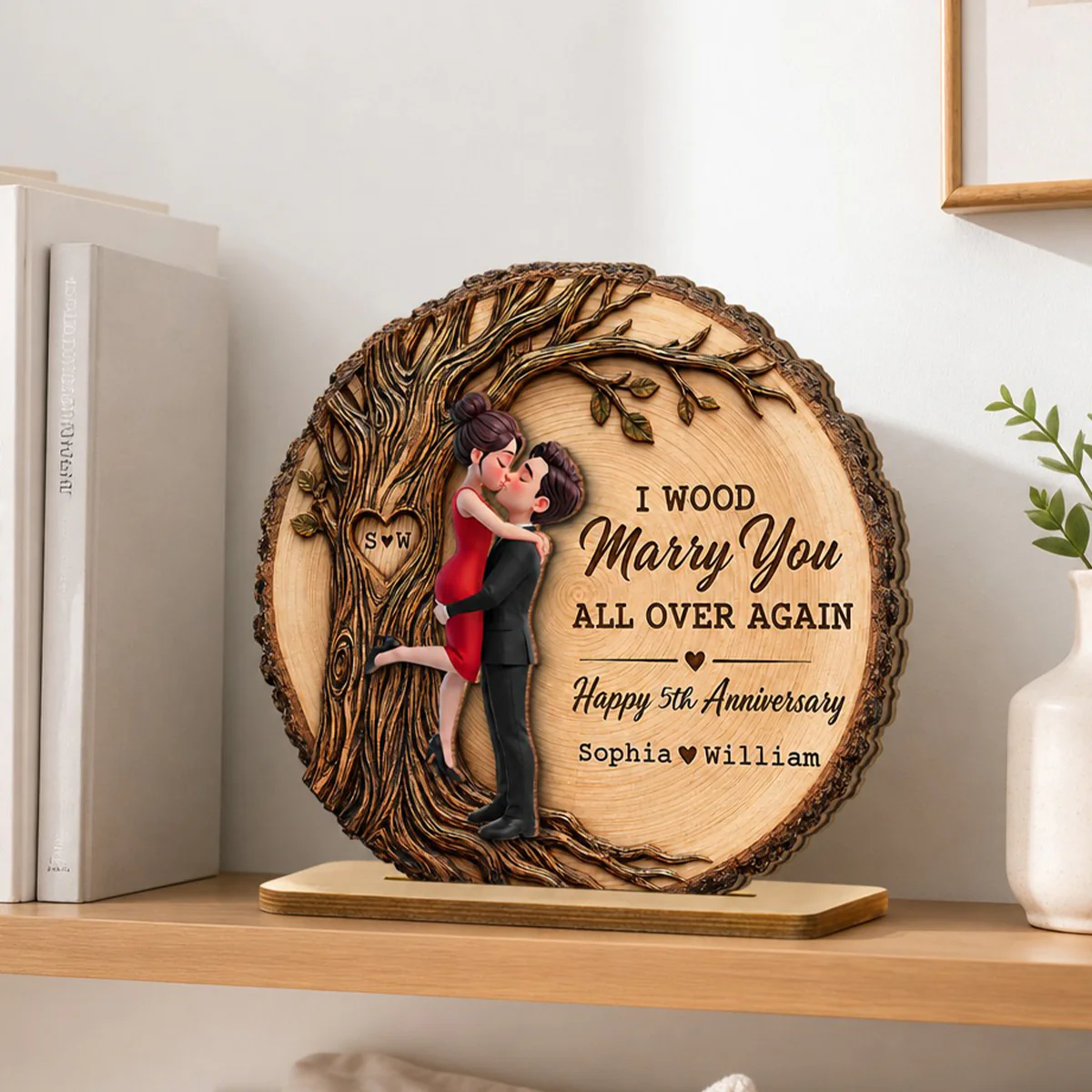 I Would Marry You All Over Again - Personalized 2-Layered Wooden Plaque - Couple Anniversary Gift for Her, for Him - Image 6