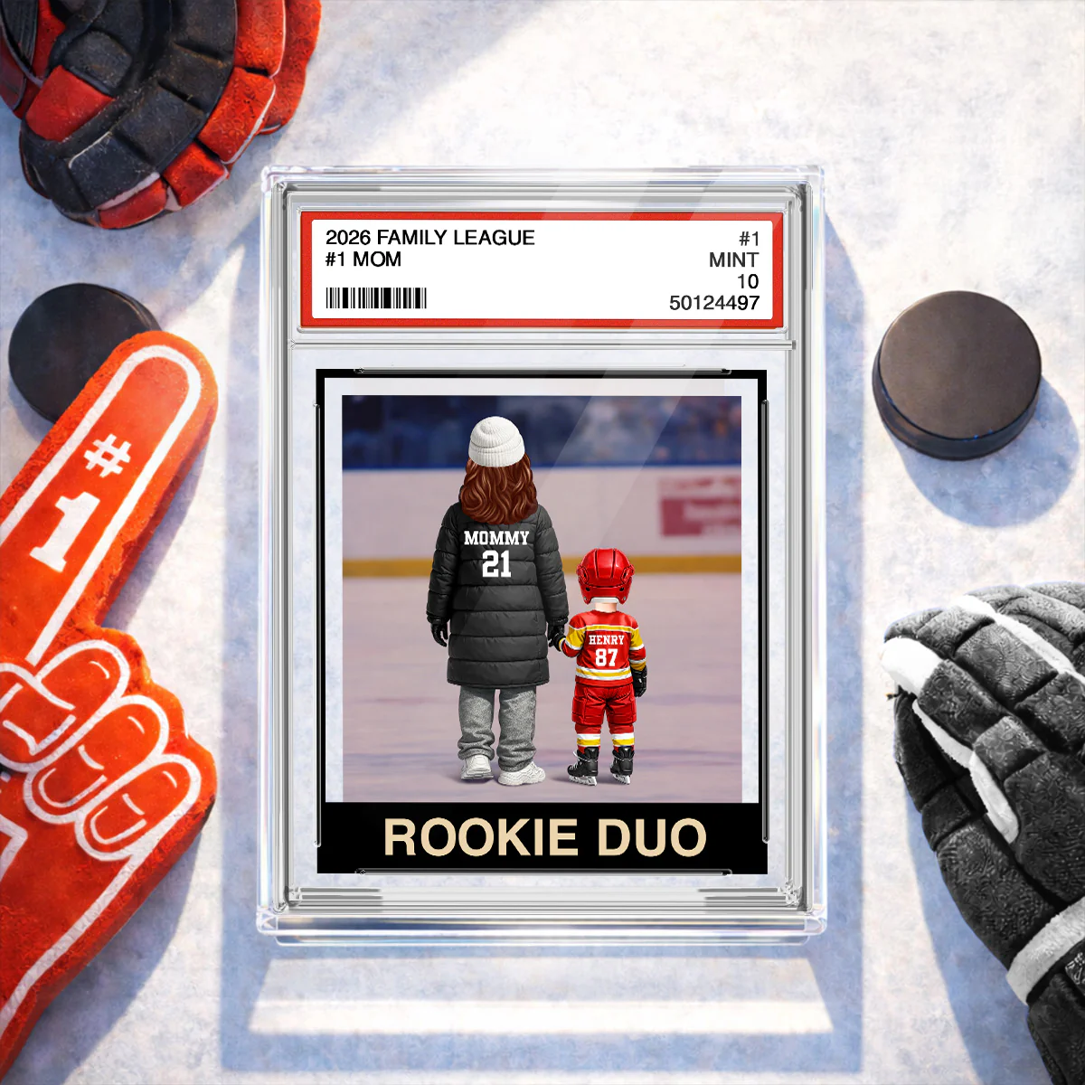 Ice Hockey Mom Kids Trading Card Style - Personalized Acrylic Block Plaque - Gift For Hockey Mom - Image 2
