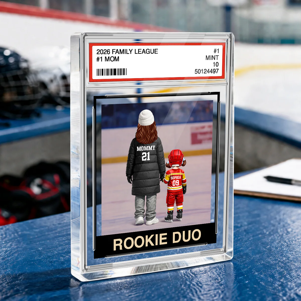 Ice Hockey Mom Kids Trading Card Style - Personalized Acrylic Block Plaque - Gift For Hockey Mom - Image 4