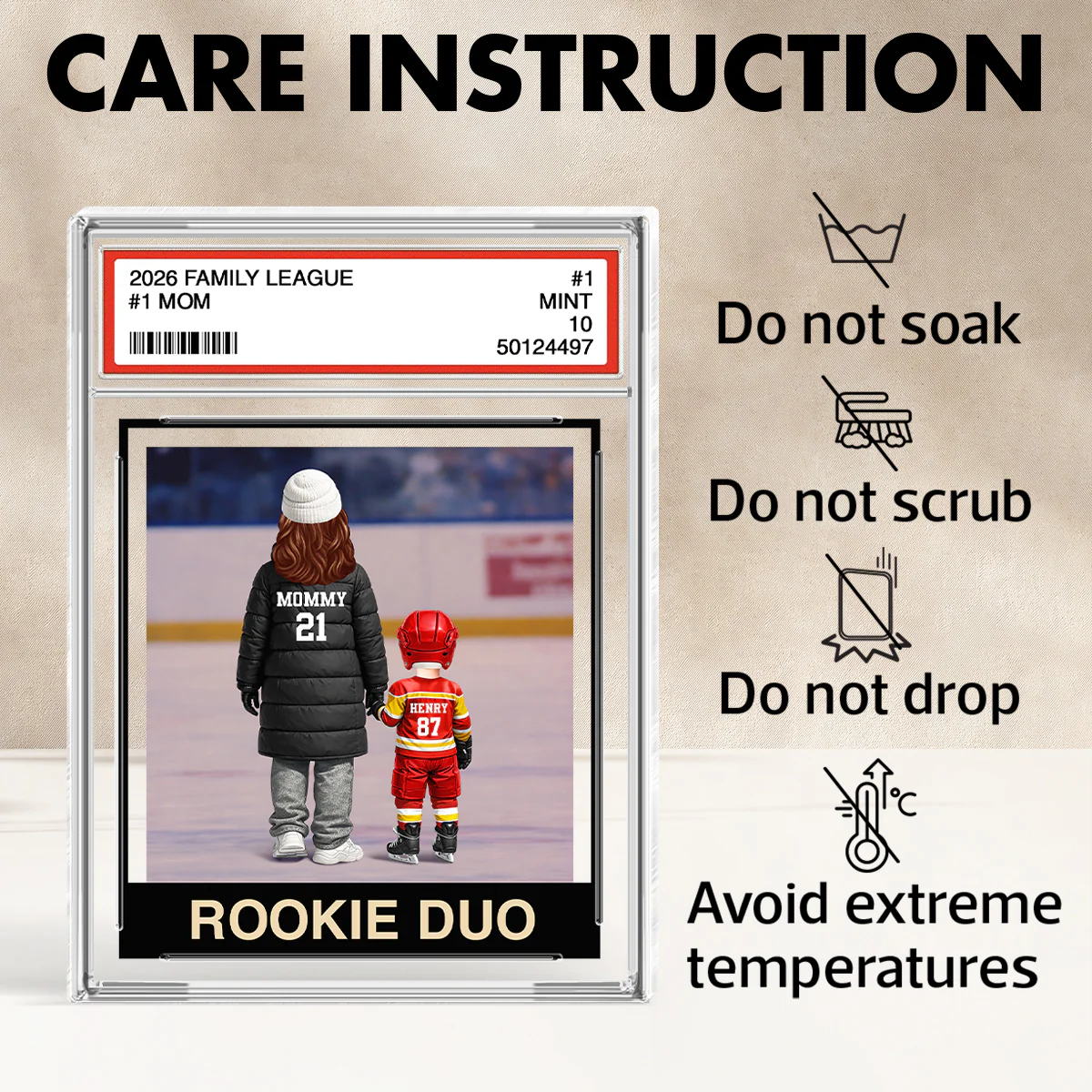 Ice Hockey Mom Kids Trading Card Style - Personalized Acrylic Block Plaque - Gift For Hockey Mom - Image 7
