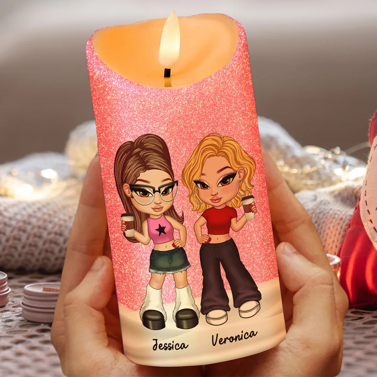I'd Punch A Bitch For You Besties Gift Personalized LED Candle - Image 4