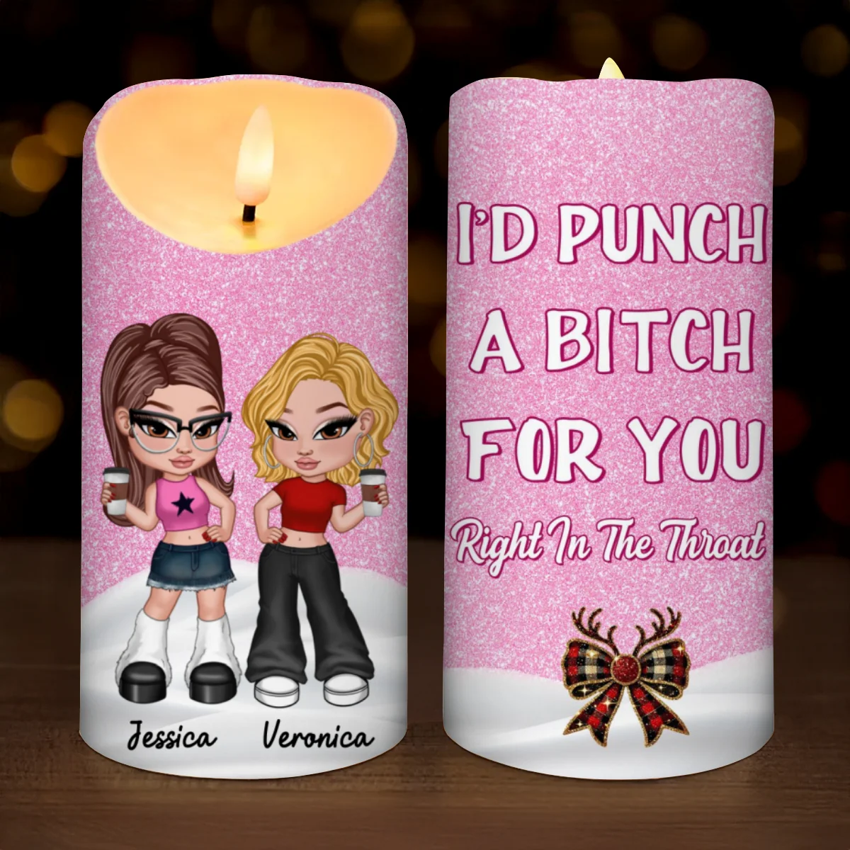 I'd Punch A Bitch For You Besties Gift Personalized LED Candle - Image 9