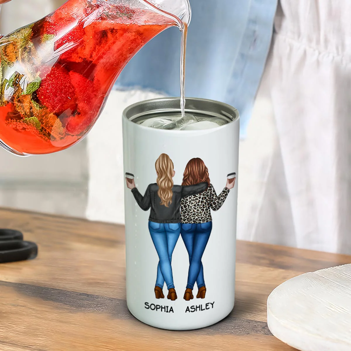I'd Punch A Bitch For You Gift For Besties Personalized Can Cooler - Image 6