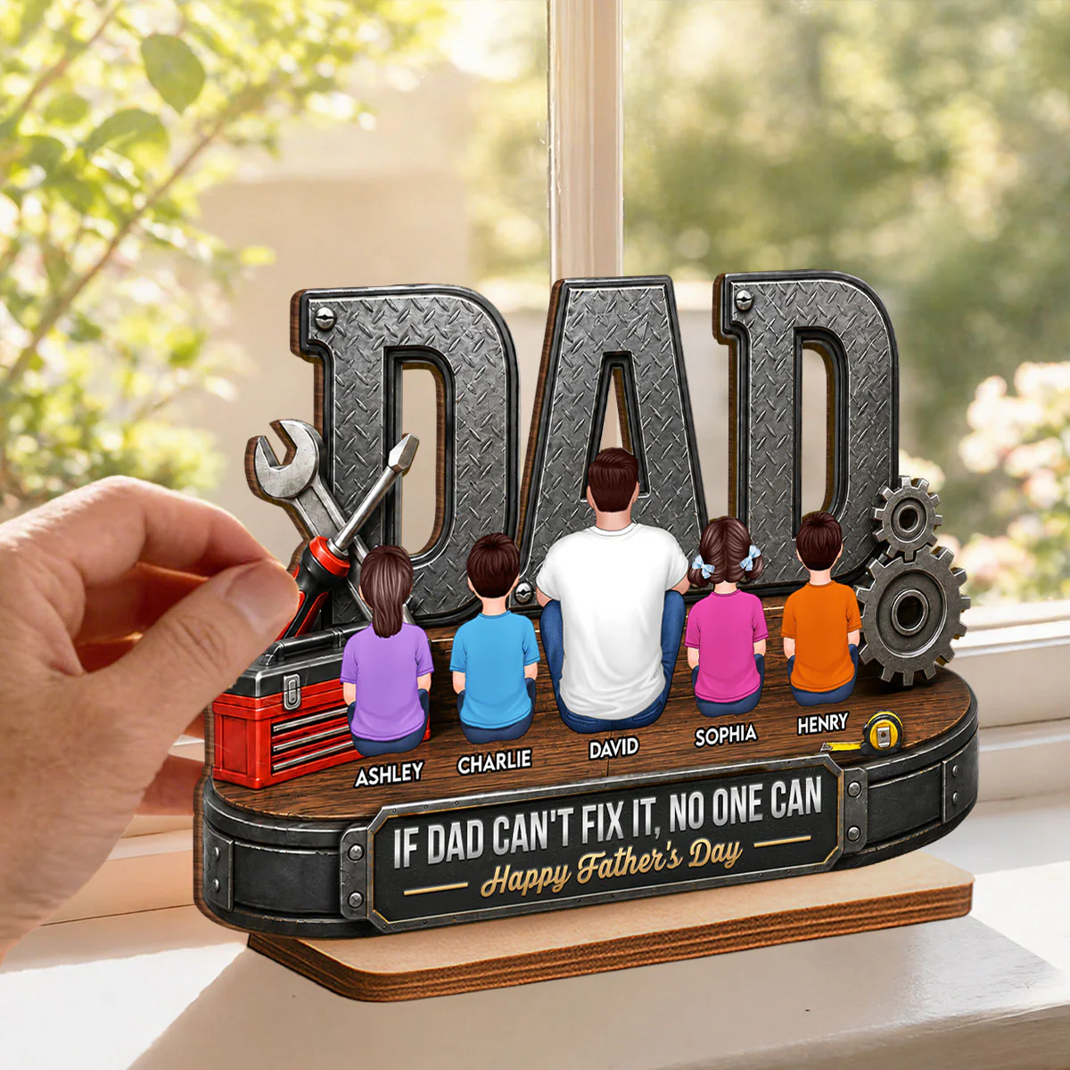 If Dad Can't Fix It No One Can - Personalized 2-Layered Wooden Plaque -  Gift For Dad, Husband, DIY Dad, Handyman - Image 2