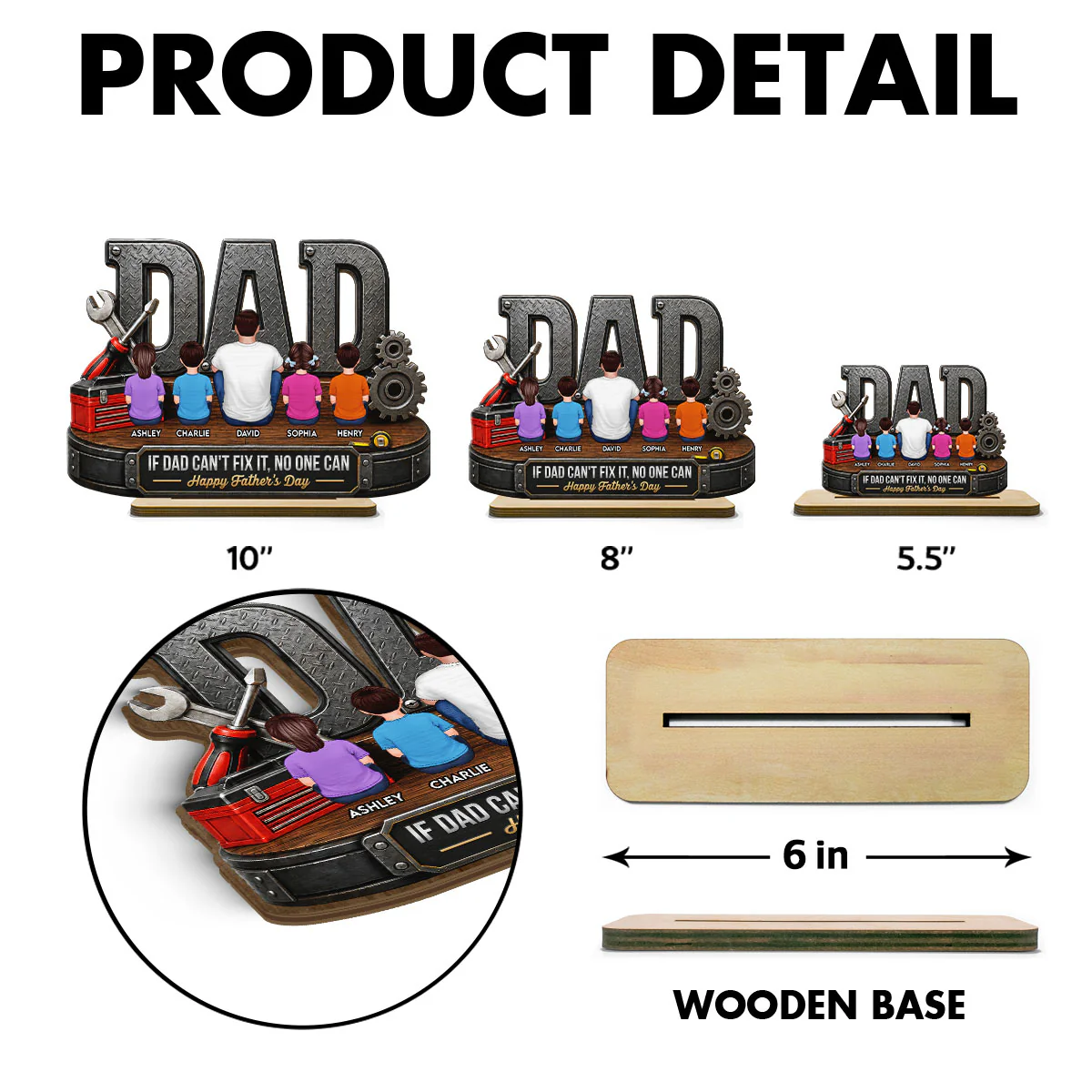 If Dad Can't Fix It No One Can - Personalized 2-Layered Wooden Plaque -  Gift For Dad, Husband, DIY Dad, Handyman - Image 7