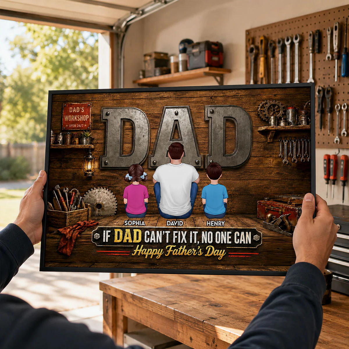 If Dad Can't Fix It No One Can - Personalized Poster - Father's Day Gift For Dad, Husband, DIY Dad, Handyman - Image 4