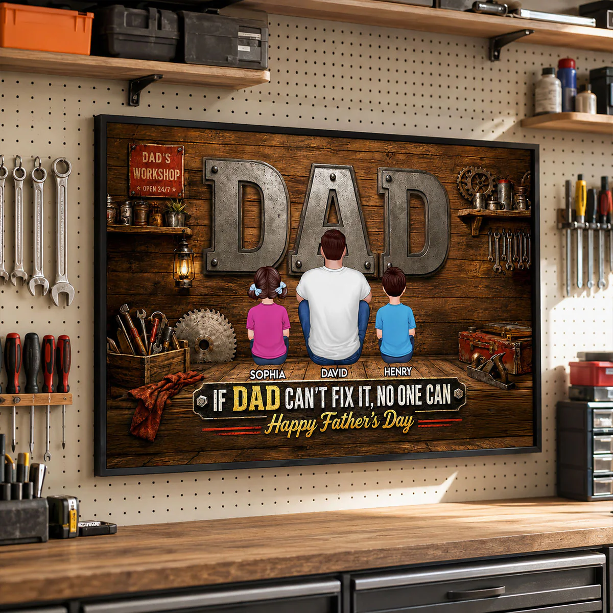 If Dad Can't Fix It No One Can - Personalized Poster - Father's Day Gift For Dad, Husband, DIY Dad, Handyman - Image 6