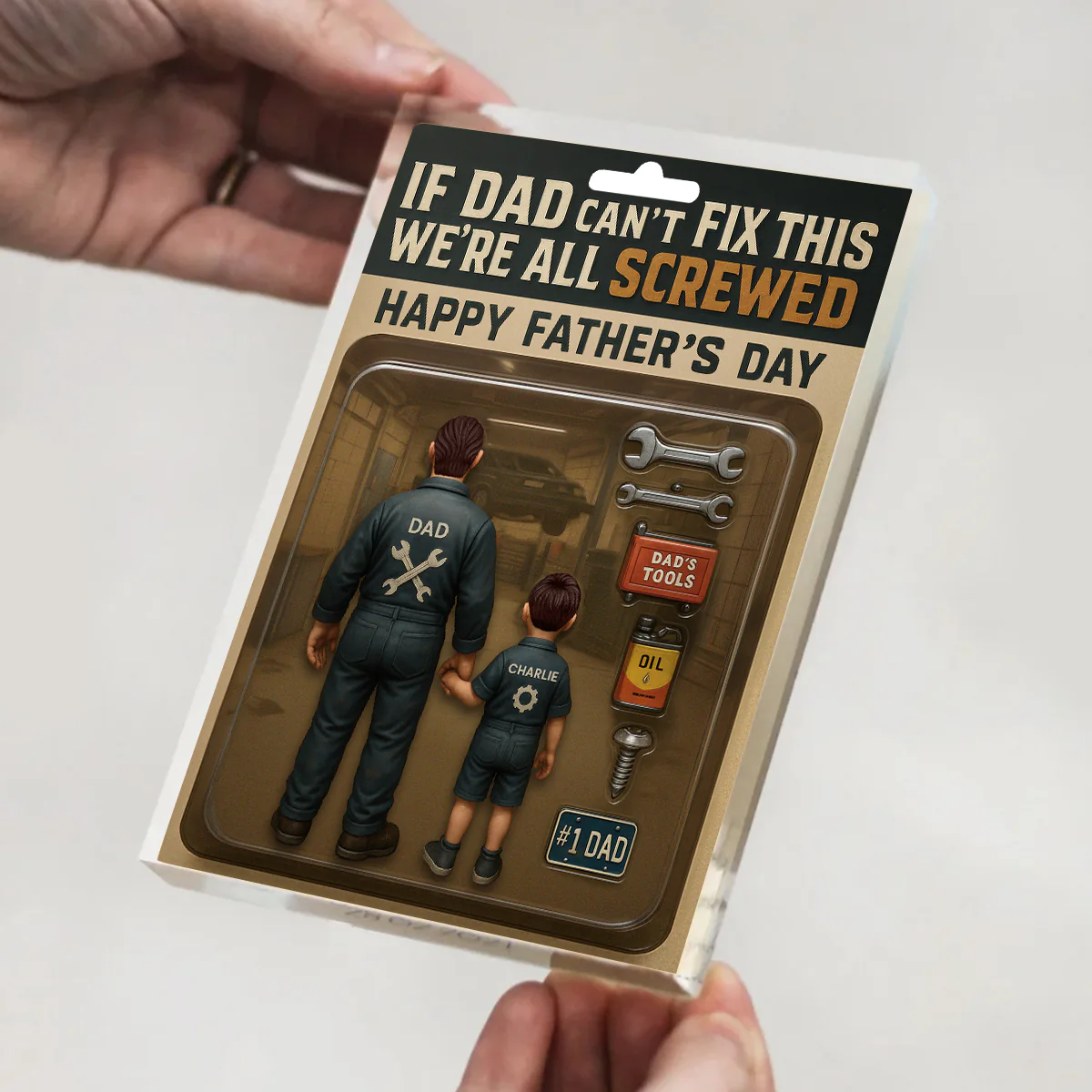 If Dad Can't Fix This We're All Screwed, Mechanic Handy Man Custom Figure Personalized Acrylic Block Plaque, Gift for Dad, Gift for Husband - Image 5