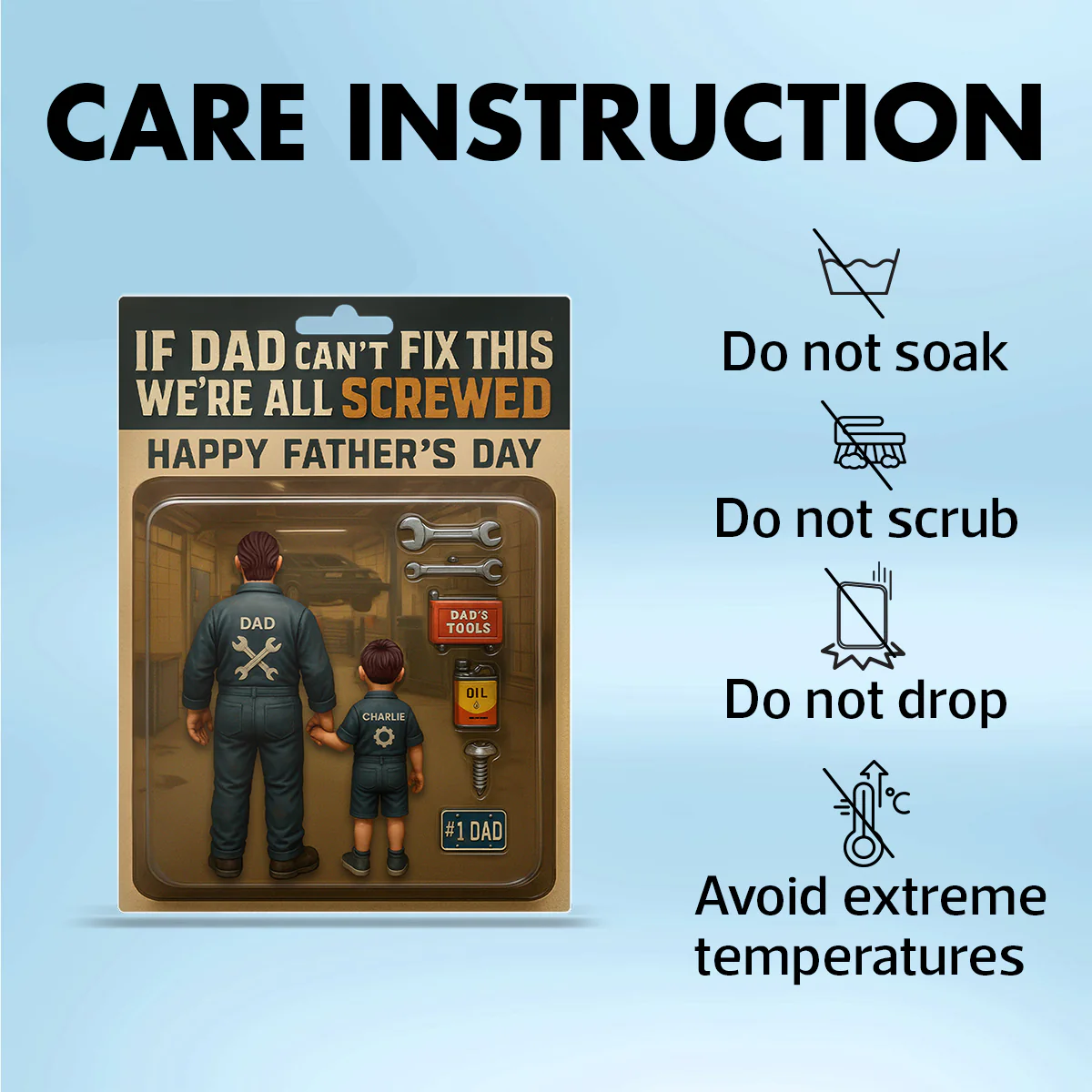 If Dad Can't Fix This We're All Screwed, Mechanic Handy Man Custom Figure Personalized Acrylic Block Plaque, Gift for Dad, Gift for Husband - Image 7