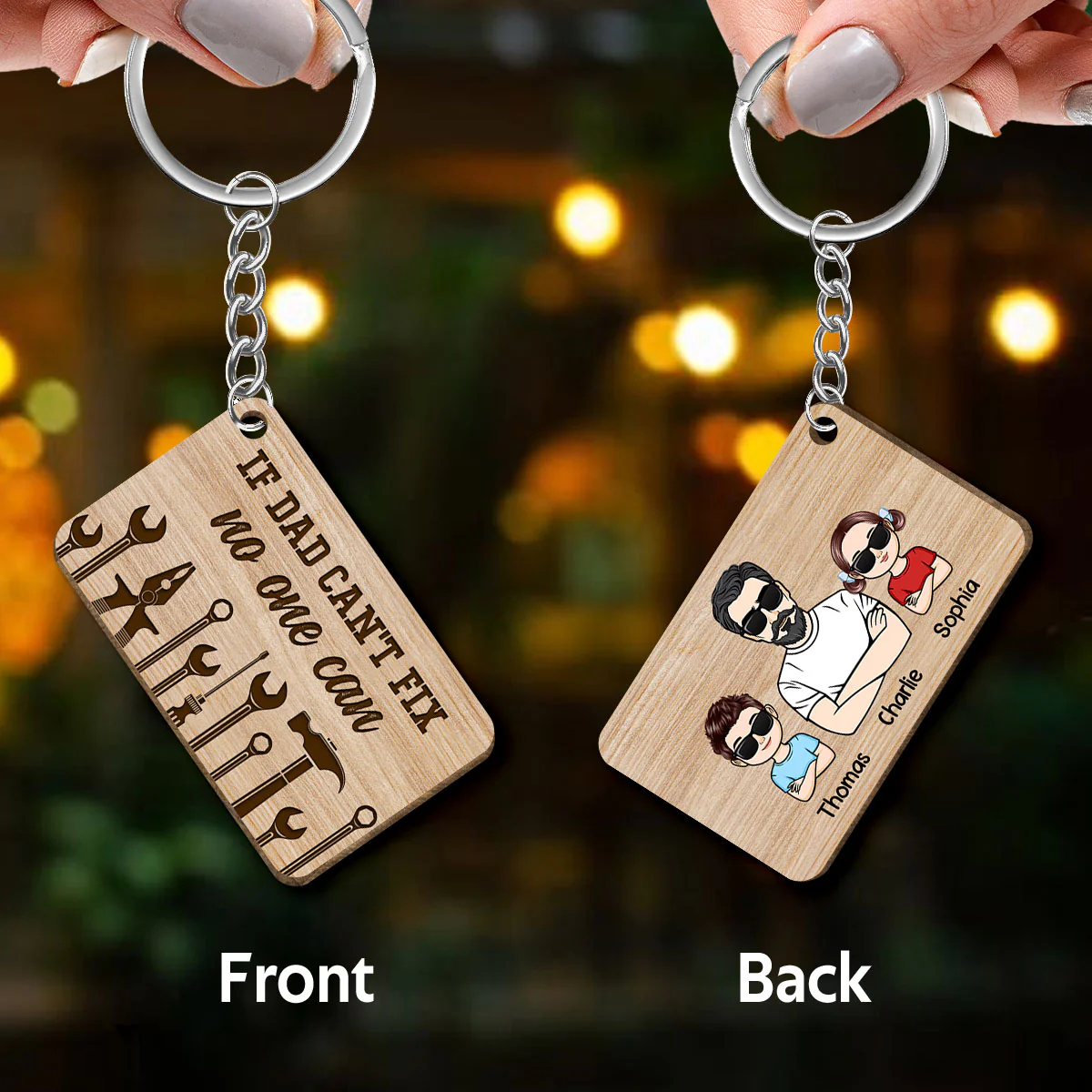 If Dad Grandpa Can‘t Fix Personalized Wooden Keychain - Image 3