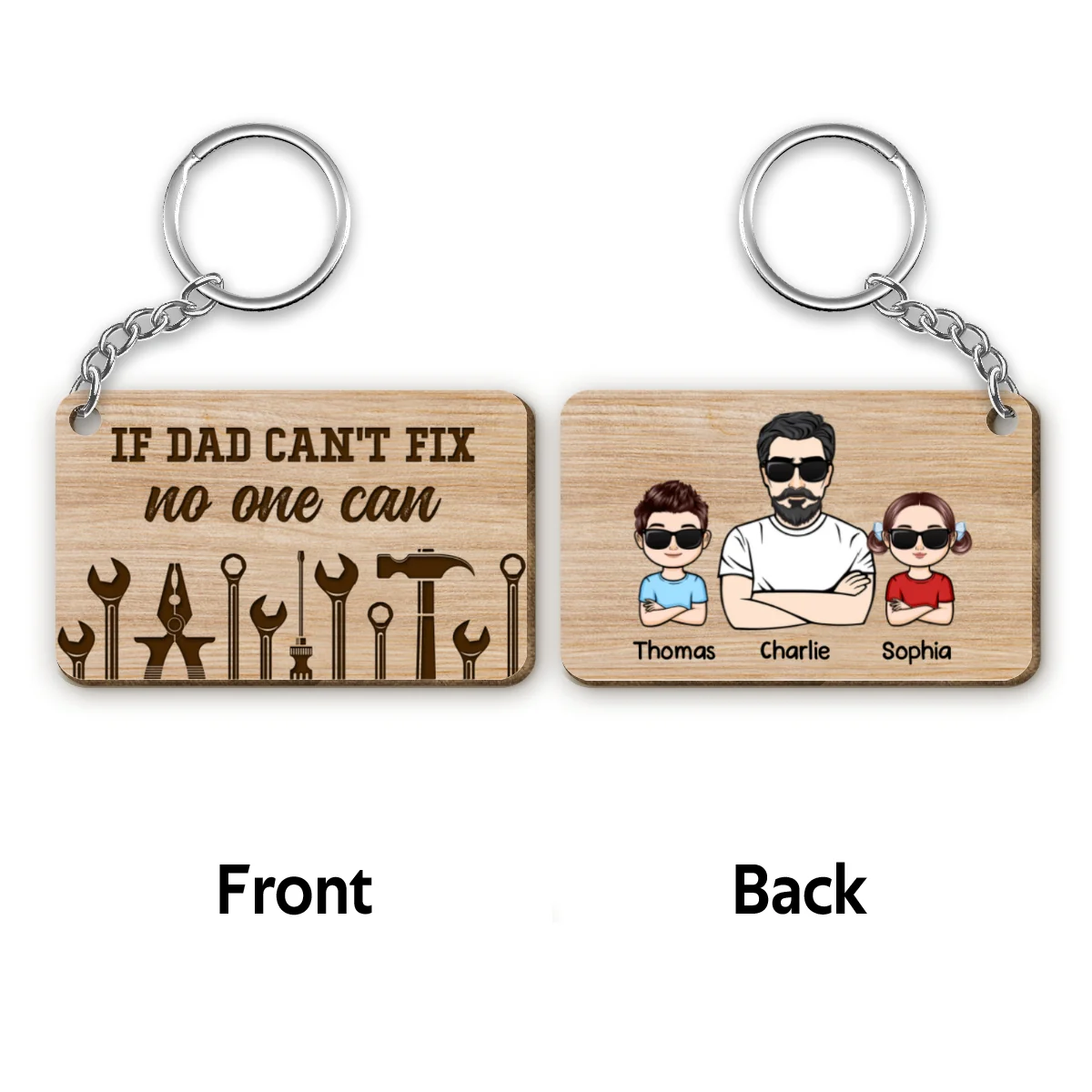 If Dad Grandpa Can‘t Fix Personalized Wooden Keychain - Image 4