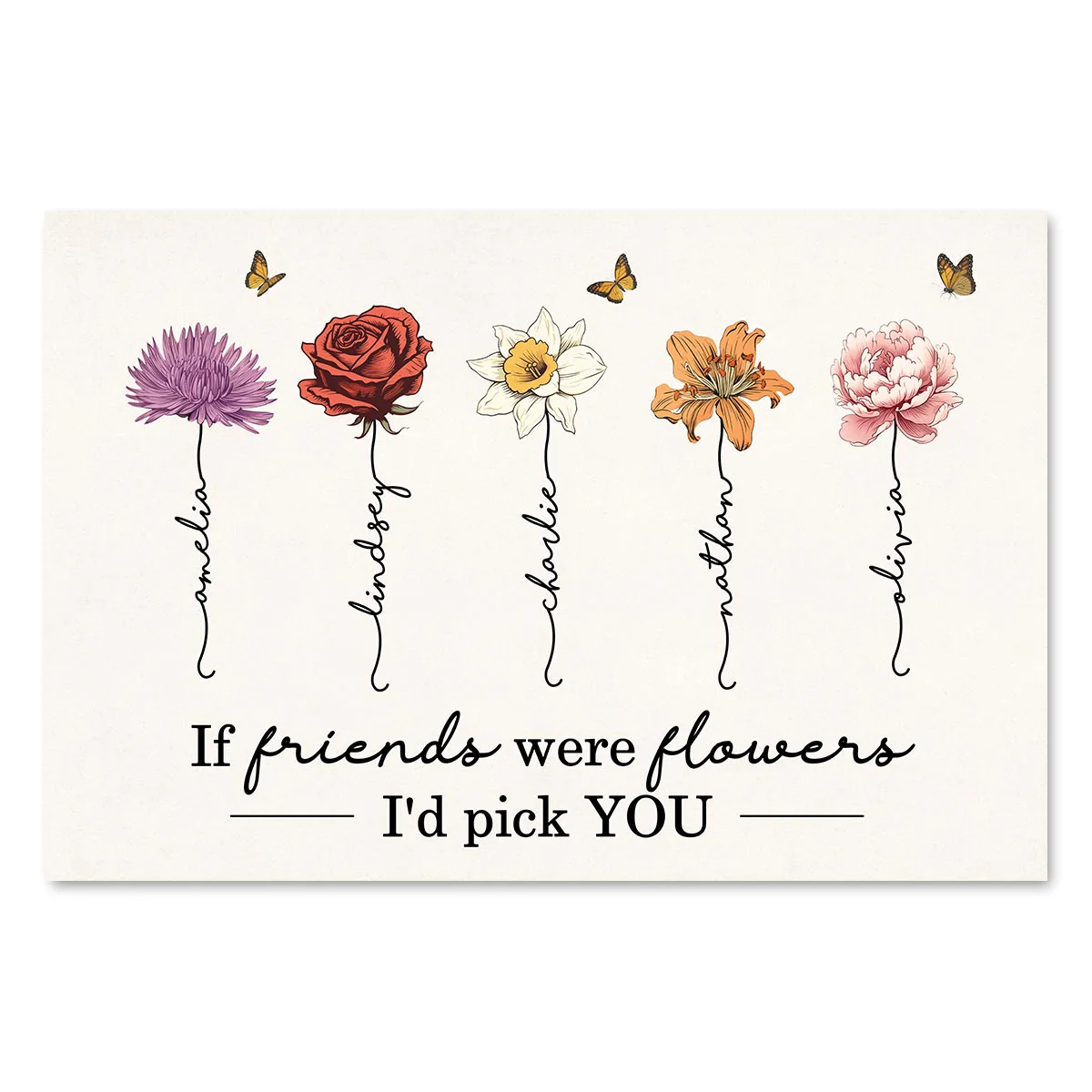 If Friends Sisters Were Flowers I'd Pick You Birth Month Flowers Personalized Poster, Gift For Best Friends, Besties, BFF, Sisters - Image 2