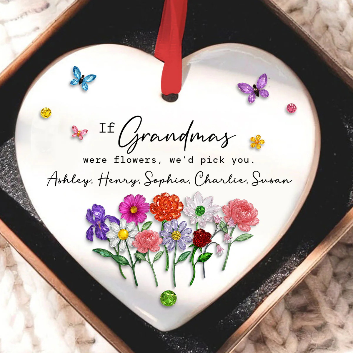 If Grandmas Were Flowers, I'd Pick You Custom Birth Month Flower - Personalized Ceramic Ornament - Heartfelt & Thoughtful Christmas Gift for Grandma - Image 2