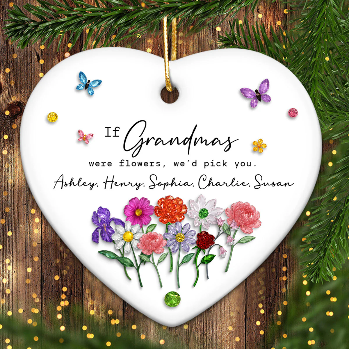 If Grandmas Were Flowers, I'd Pick You Custom Birth Month Flower - Personalized Ceramic Ornament - Heartfelt & Thoughtful Christmas Gift for Grandma - Image 4