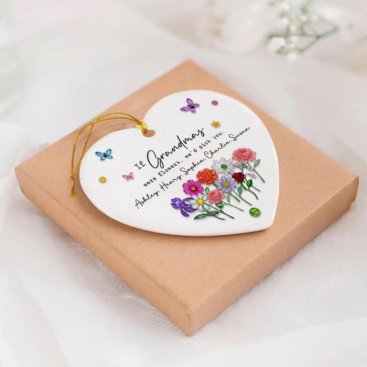 If Grandmas Were Flowers, I'd Pick You Custom Birth Month Flower - Personalized Ceramic Ornament - Heartfelt & Thoughtful Christmas Gift for Grandma - Image 5