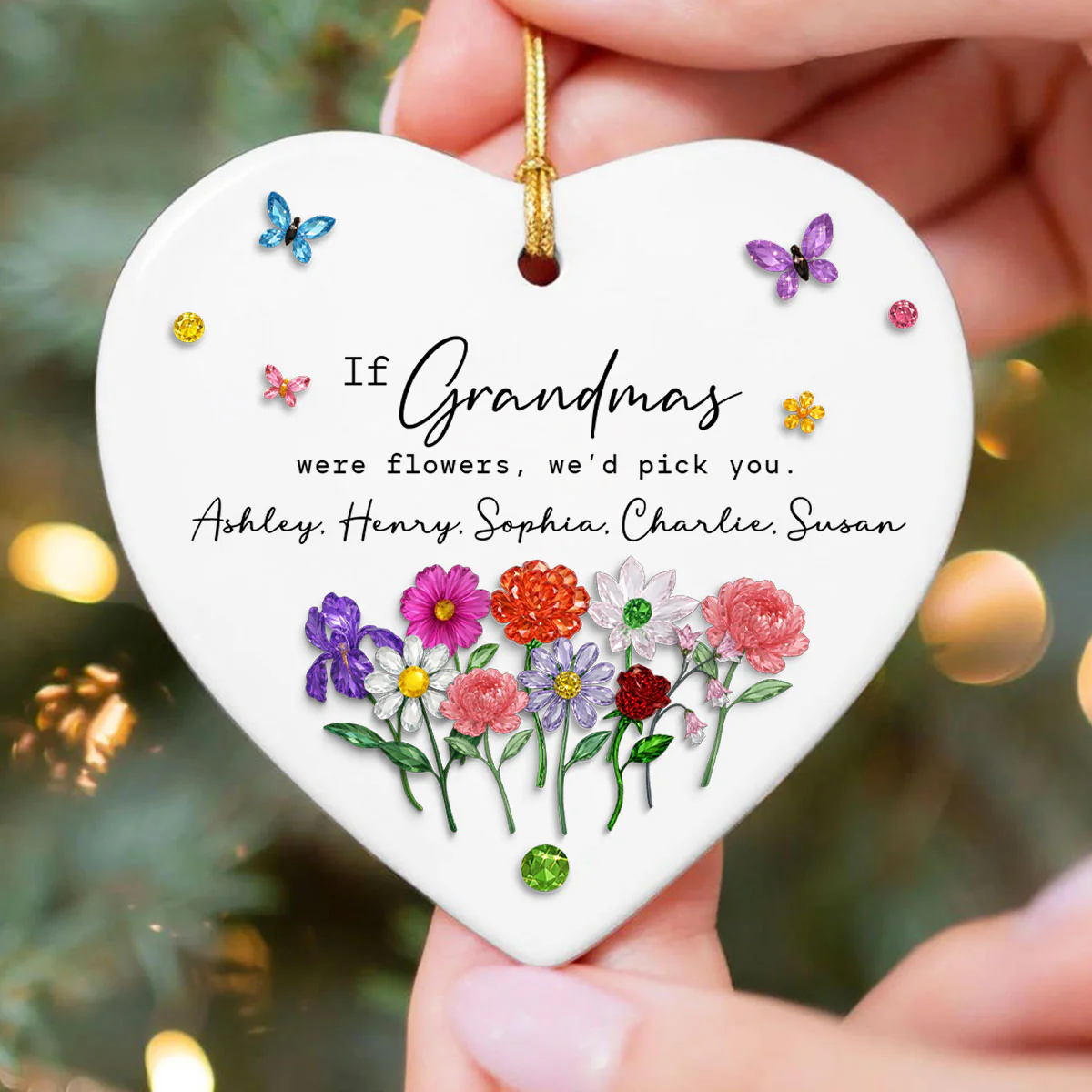 If Grandmas Were Flowers, I'd Pick You Custom Birth Month Flower - Personalized Ceramic Ornament - Heartfelt & Thoughtful Christmas Gift for Grandma - Image 6