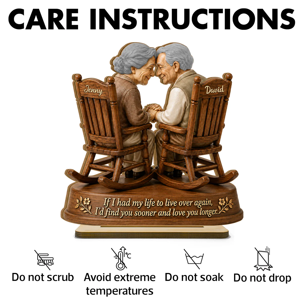 If I Had My Life to Live Again Growing Old Couple - Personalized 2-Layered Wooden Plaque - Anniversary Gift for Her, for Him - Image 8