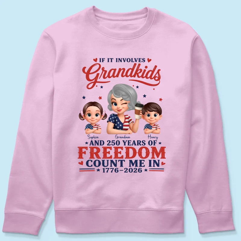 If It Involves Grandkids and 250 Years of Freedom, Count Me in - Personalized Shirt - Patriotic Gift for Grandma - Image 20