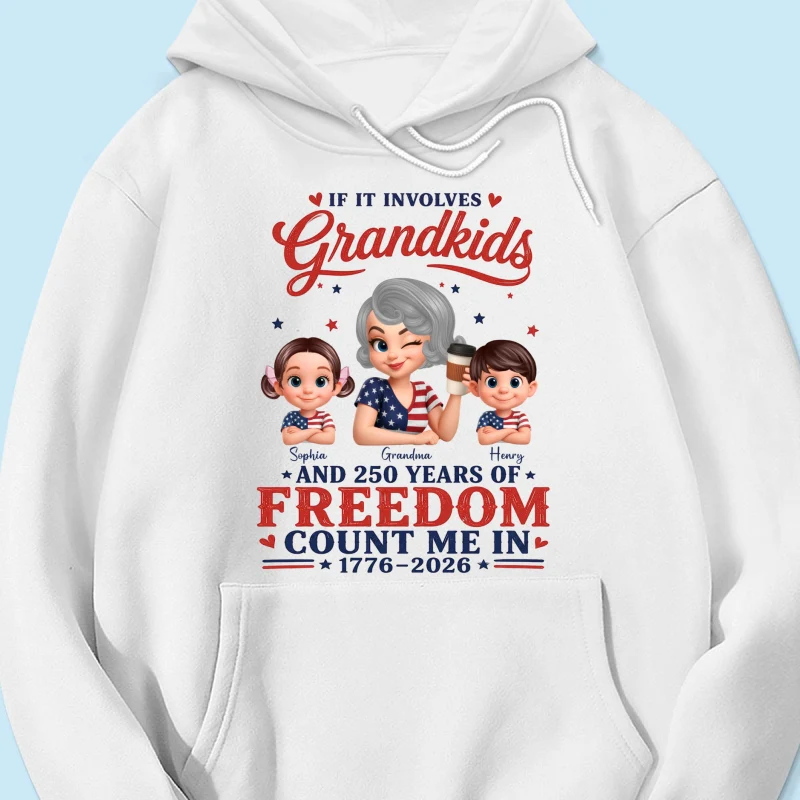 If It Involves Grandkids and 250 Years of Freedom, Count Me in - Personalized Shirt - Patriotic Gift for Grandma - Image 22