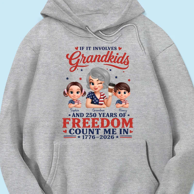 If It Involves Grandkids and 250 Years of Freedom, Count Me in - Personalized Shirt - Patriotic Gift for Grandma - Image 23