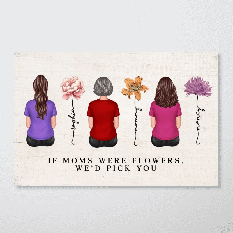 If Moms Were Flowers I‘d Pick You Vintage Birth Month Flowers Mother‘s Day Gift Personalized Horizontal Poster - Image 6
