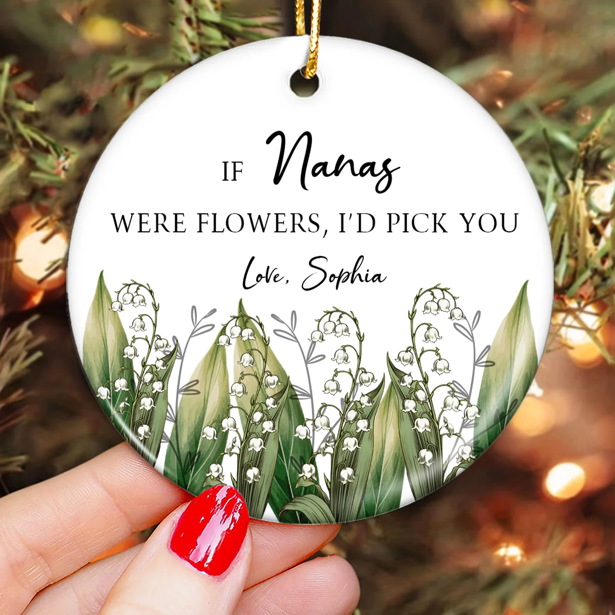 If Nanas Were Flowers Personalized Ceramic Ornament, Heartfelt Christmas Gift For Grandma - Image 3