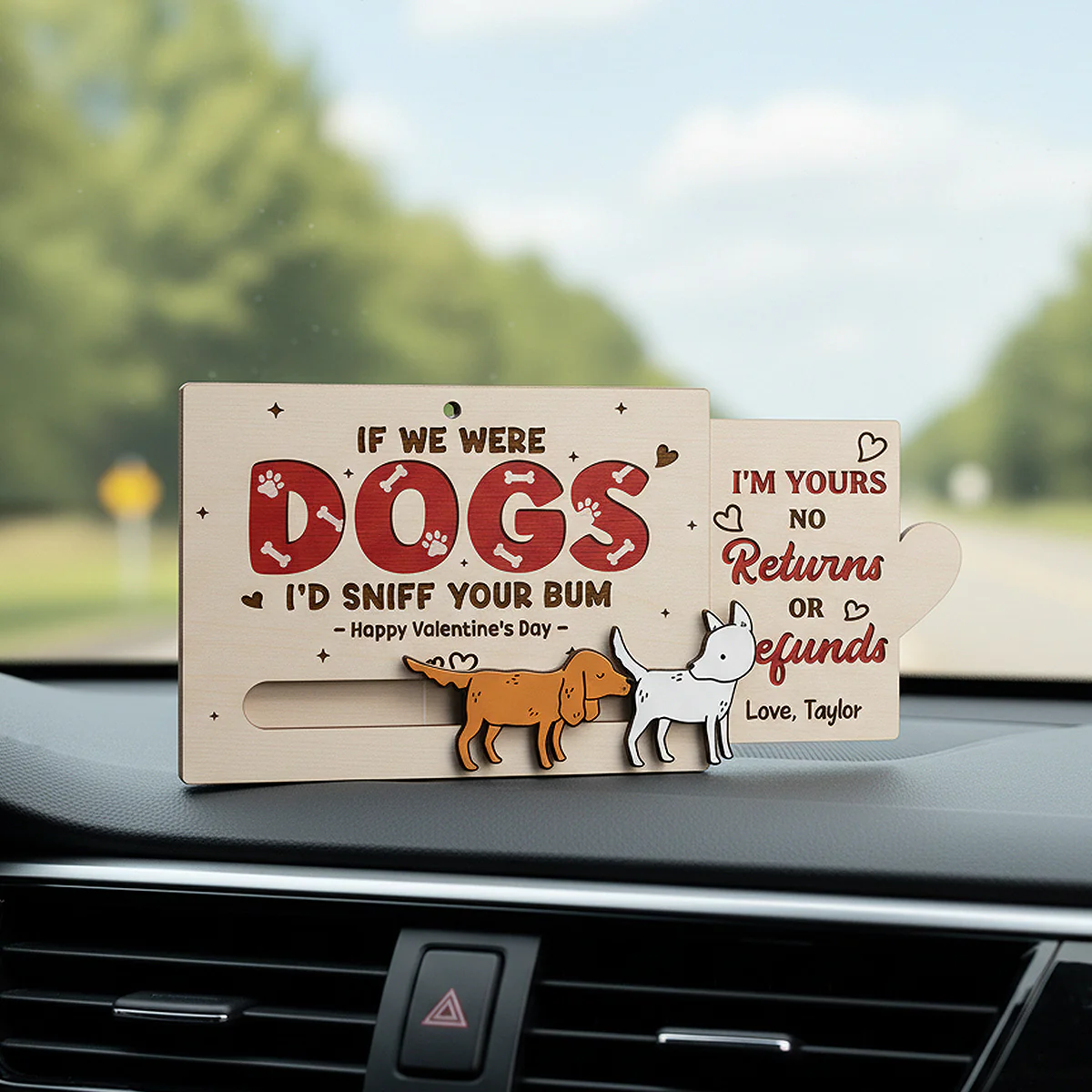 If We Were Dogs I'd Sniff You Bum Funny Couple - Personalized Wooden Slider Ornament - Valentine's Day Gift For Him, For Her - Image 9