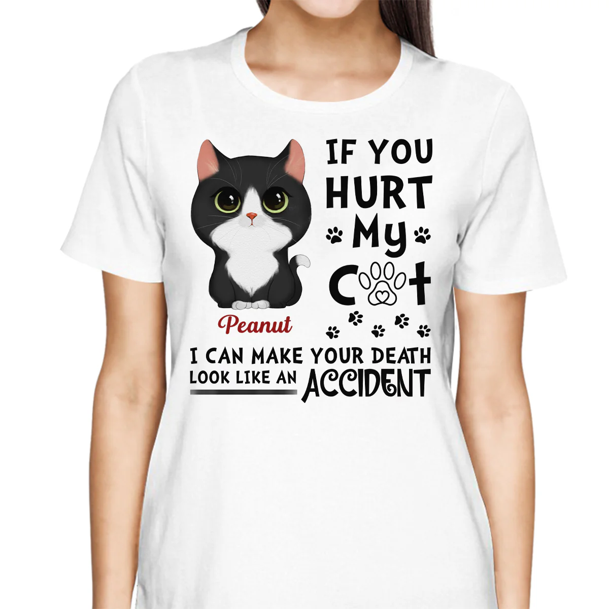 If You Hurt My Cats Watercolor Cute Cats Personalized Shirt - Image 2