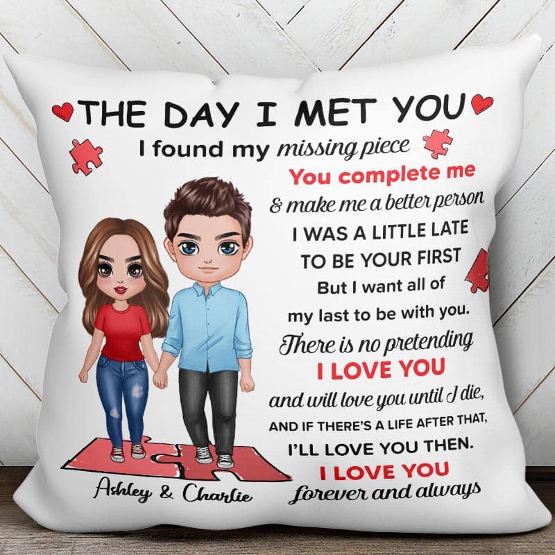 I Found My Missing Piece Doll Couple Gift For Her Gift For Him Couple Personalized Pillow - Image 2