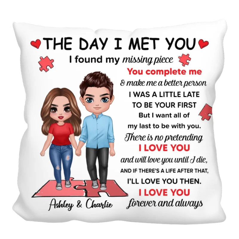 I Found My Missing Piece Doll Couple Gift For Her Gift For Him Couple Personalized Pillow - Image 5