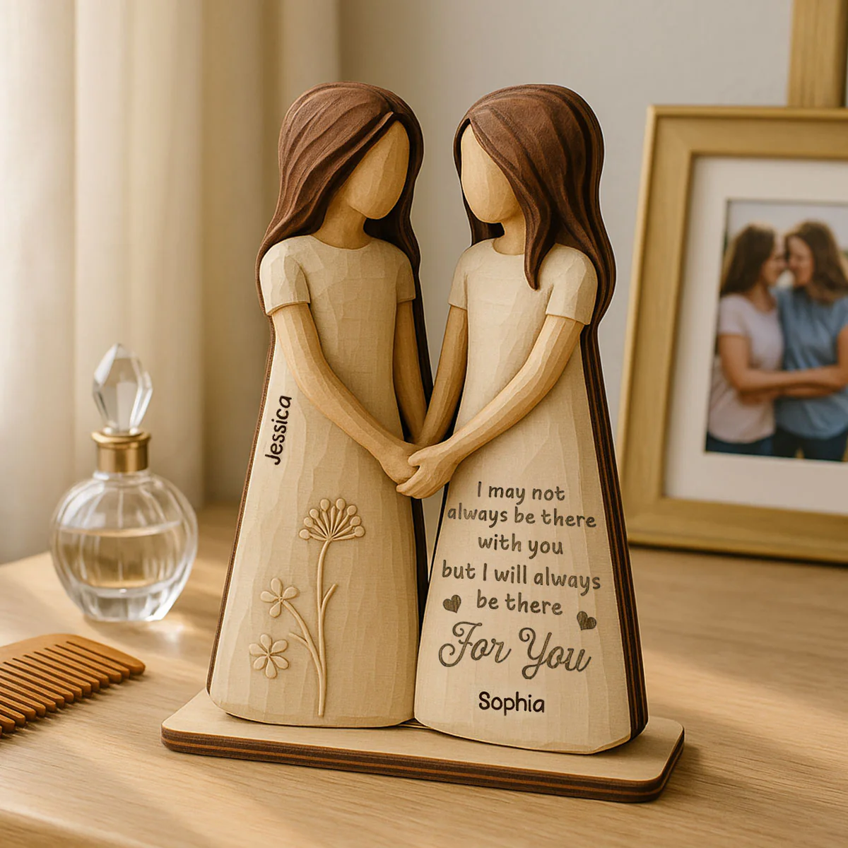 I'll Always Be There For You 3D Effect - Personalized 2-Layered Wooden Plaque - Gift for Besties, Best Friends - Image 3