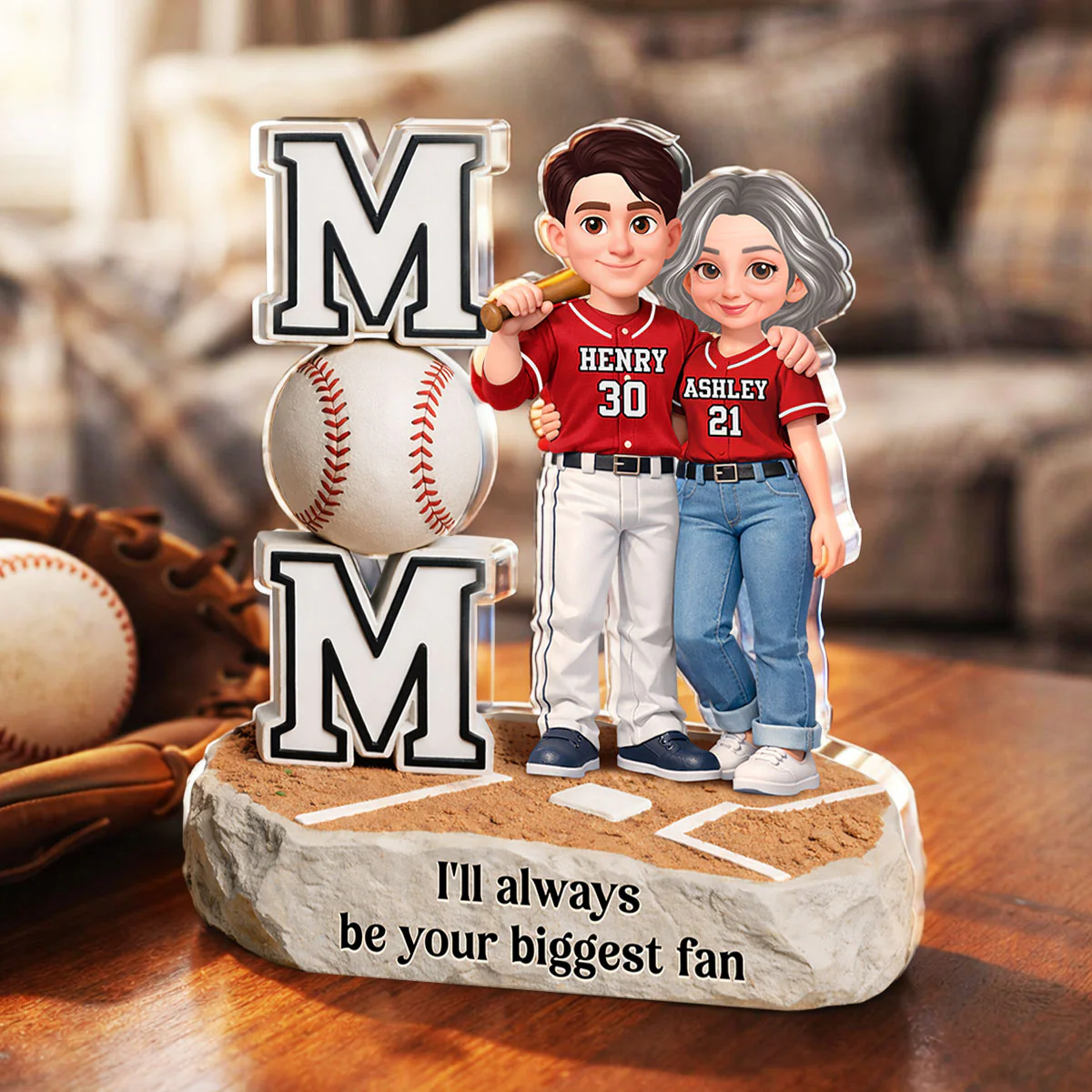 I'll Always Be Your Biggest Fan Mom Daughter Son Baseball - Personalized Acrylic Block Plaque - Heartfelt Gift For Baseball Mom - Image 5