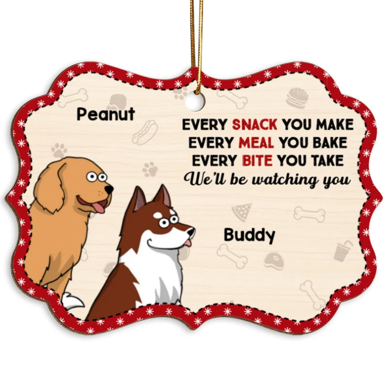 I‘ll Be Watching You Funny Dogs Cartoon Personalized Wooden Ornament - Image 5