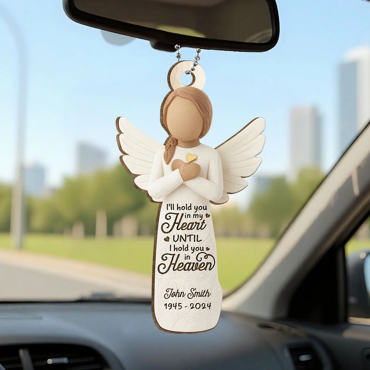 I'll hold You in My Heart until I Hold You in Heaven Personalized 3D Effect Wooden Ornament, Memorial Sympathy Remembrance Gift for Loved Ones - Image 3