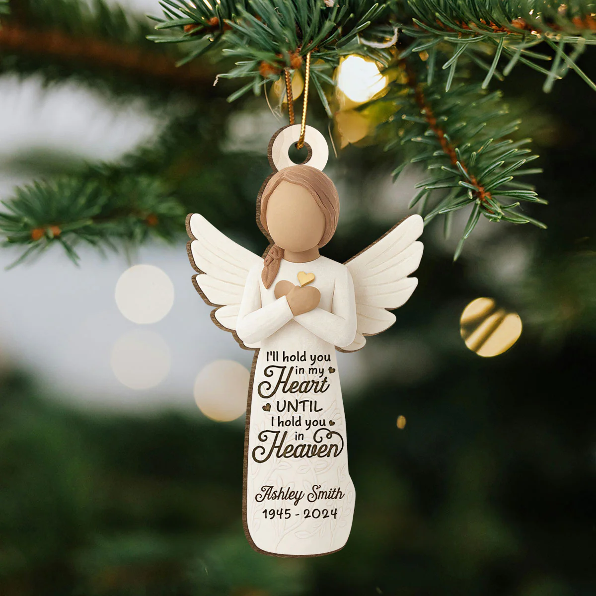 I'll hold You in My Heart until I Hold You in Heaven Personalized 3D Effect Wooden Ornament, Memorial Sympathy Remembrance Gift for Loved Ones - Image 6