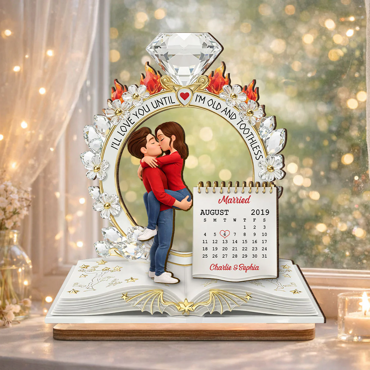 I'll Love You Until I'm Old And Toothless - Personalized 2-Layered Wooden Plaque - Anniversary, Valentine's Day Gift, Gift For Him, Gift For Her - Image 2