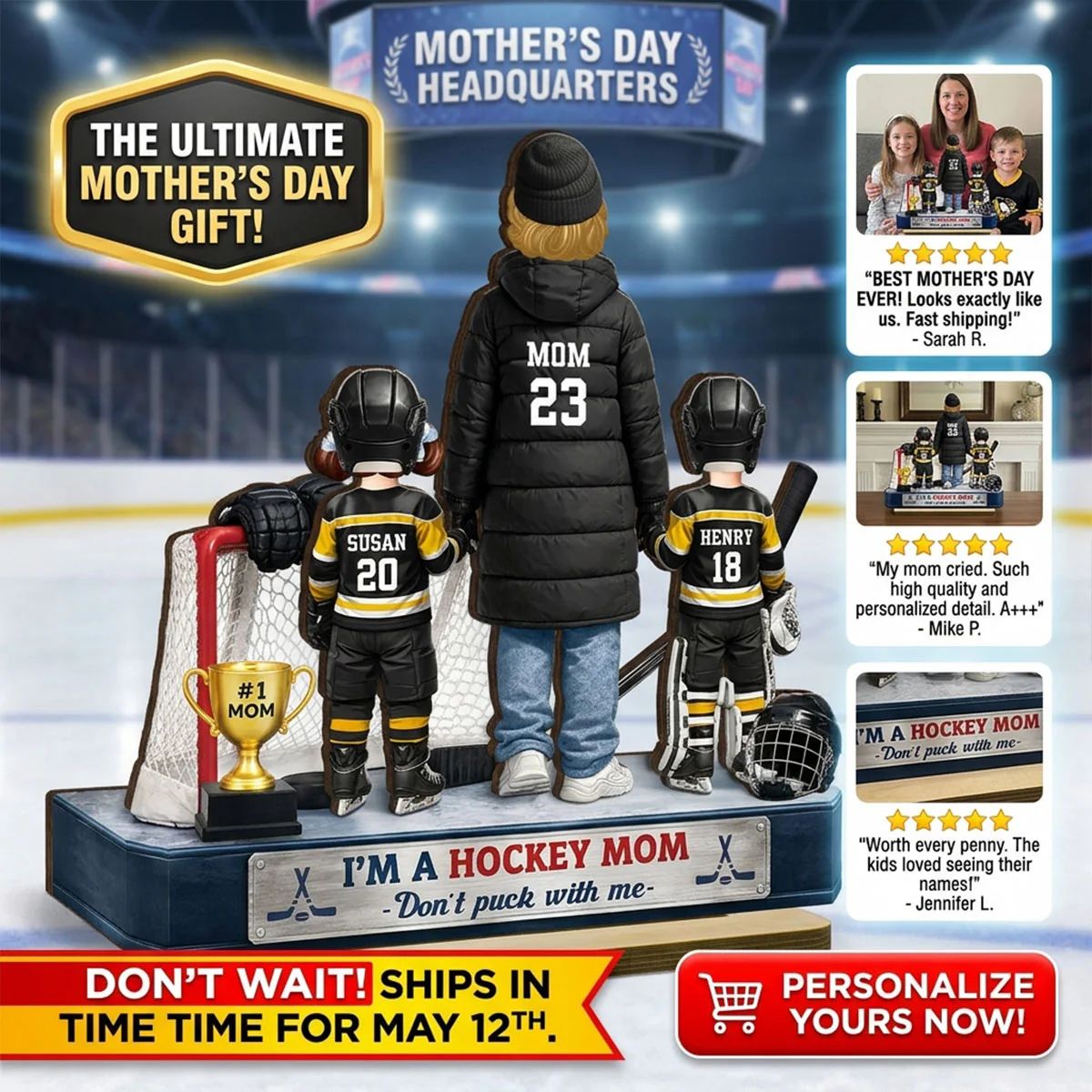 I'm A Hockey Mom And Kids - Personalized 2-Layered Wooden Plaque - Mother's Day Gift for Hockey Mom - Image 11