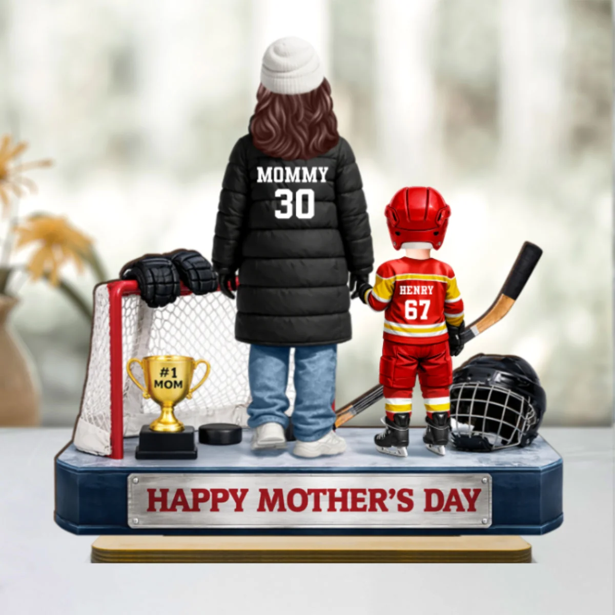 I'm A Hockey Mom And Kids - Personalized 2-Layered Wooden Plaque - Mother's Day Gift for Hockey Mom - Image 13