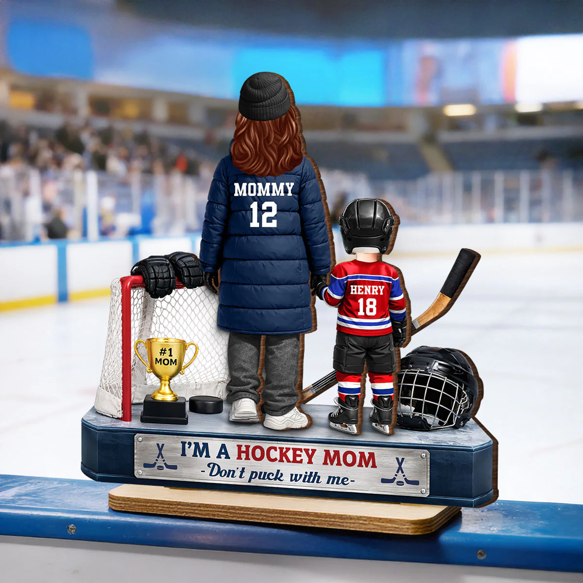 I'm A Hockey Mom And Kids - Personalized 2-Layered Wooden Plaque - Mother's Day Gift for Hockey Mom - Image 4