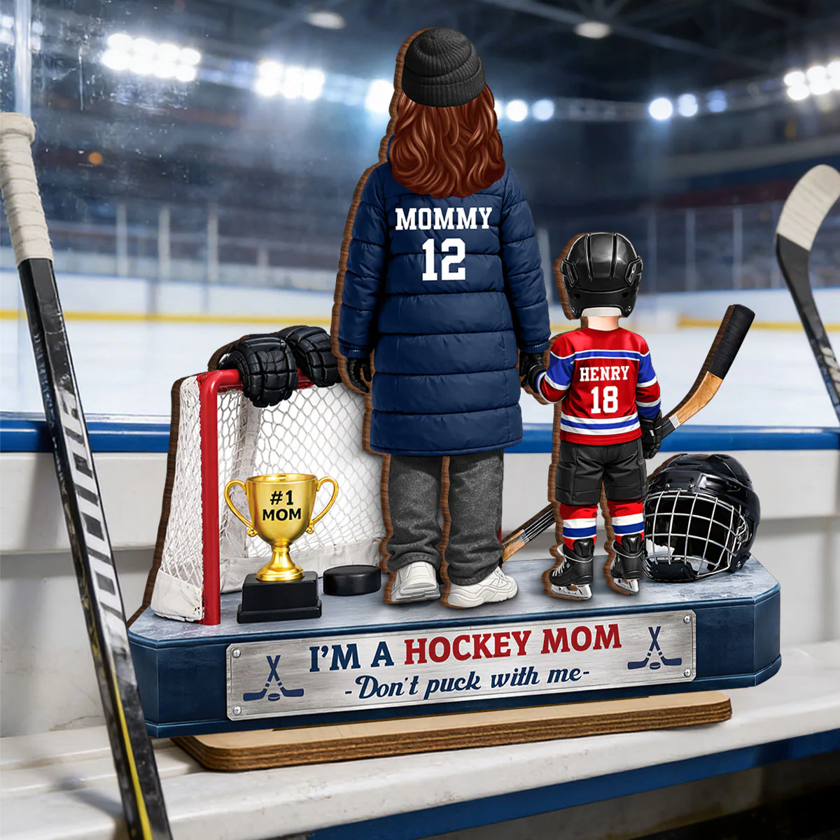 I'm A Hockey Mom And Kids - Personalized 2-Layered Wooden Plaque - Mother's Day Gift for Hockey Mom - Image 5