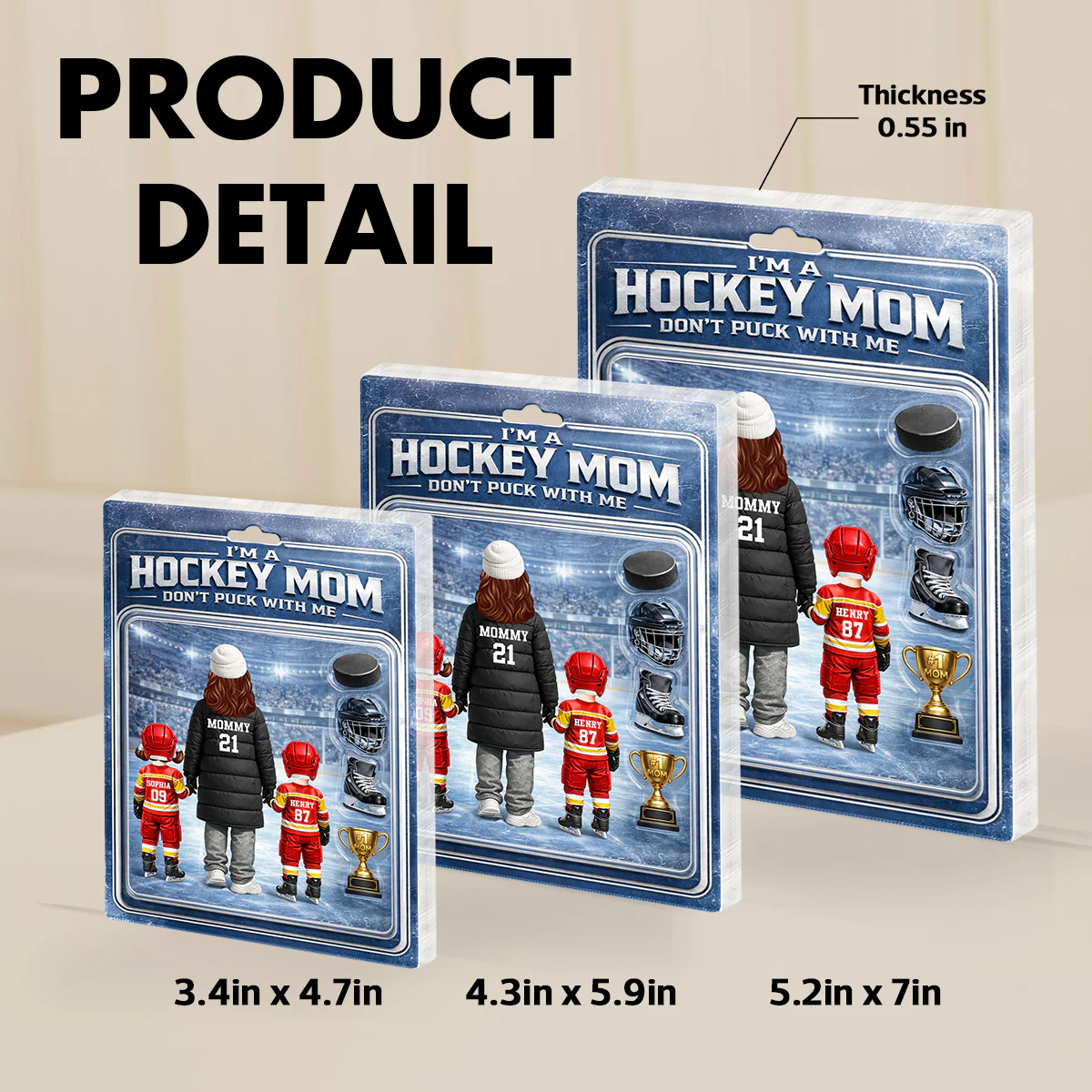 I'm A Hockey Mom Don't Puck With Me Action Figure - Personalized Acrylic Block Plaque - Gift For Hockey Mom - Image 6