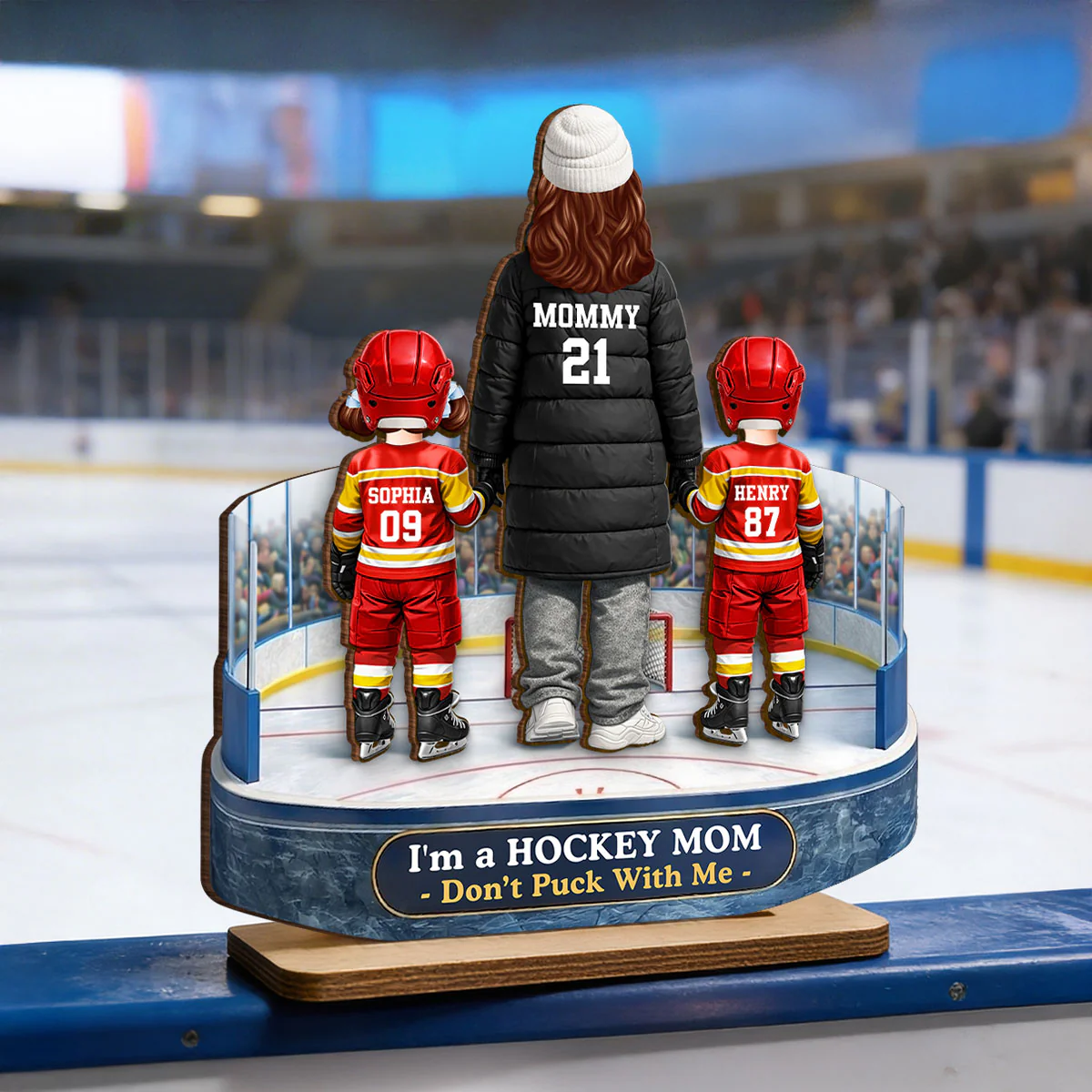 I'm A Hockey Mom Don't Puck With Me - Personalized 2-Layered Wooden Plaque - Gift For Hockey Mom - Image 5