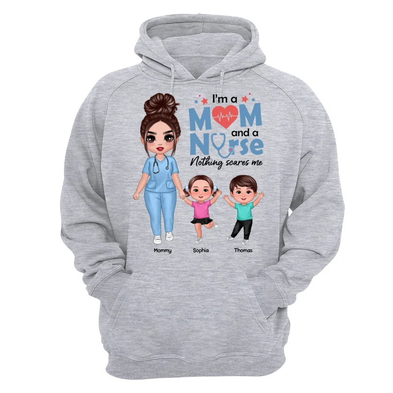 I‘m A Nurse And A Mom Nothing Scares Me Woman & Kids Personalized Shirt - Image 11