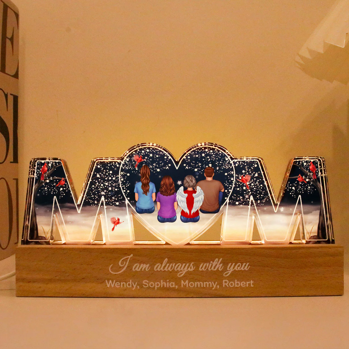 I'm Always With You Memorial Personalized LED Night Light, Sympathy Gift For Loss Mom - Image 2