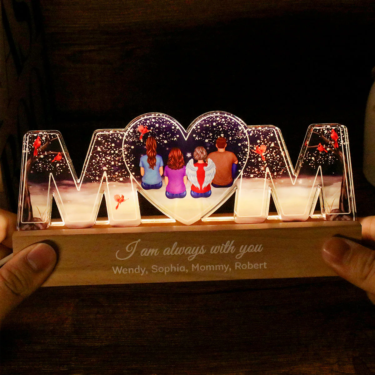 I'm Always With You Memorial Personalized LED Night Light, Sympathy Gift For Loss Mom - Image 5