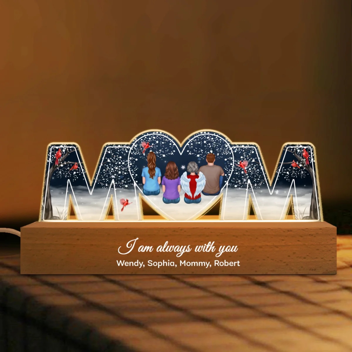 I'm Always With You Memorial Personalized LED Night Light, Sympathy Gift For Loss Mom - Image 8