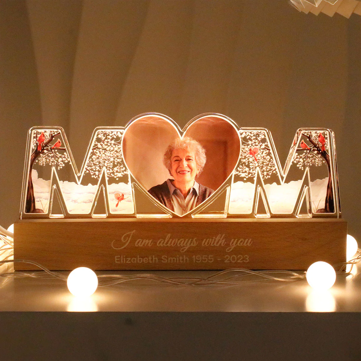 I'm Always With You, Memorial Sympathy Gift, Photo Personalized LED Night Light - Image 2