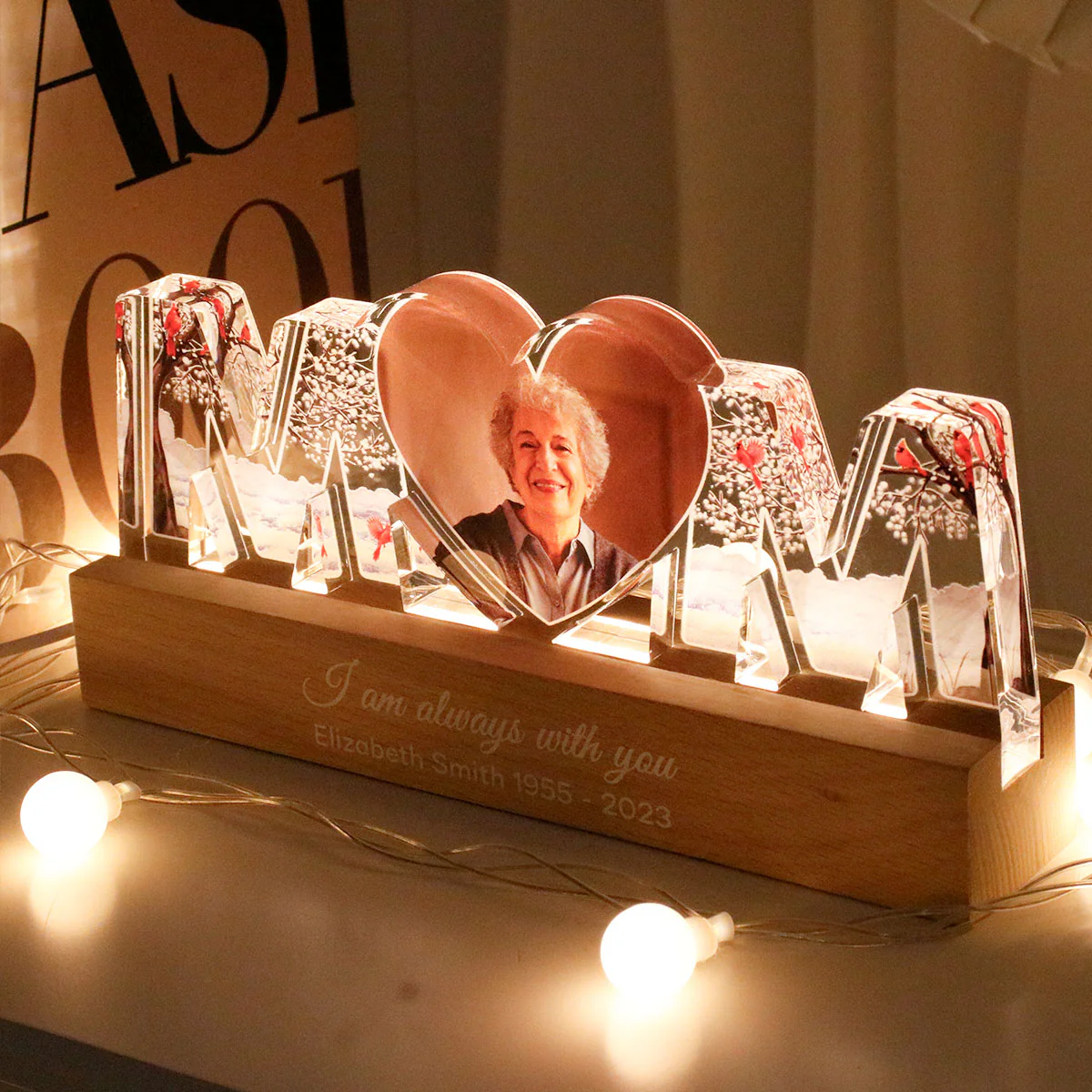 I'm Always With You, Memorial Sympathy Gift, Photo Personalized LED Night Light - Image 4