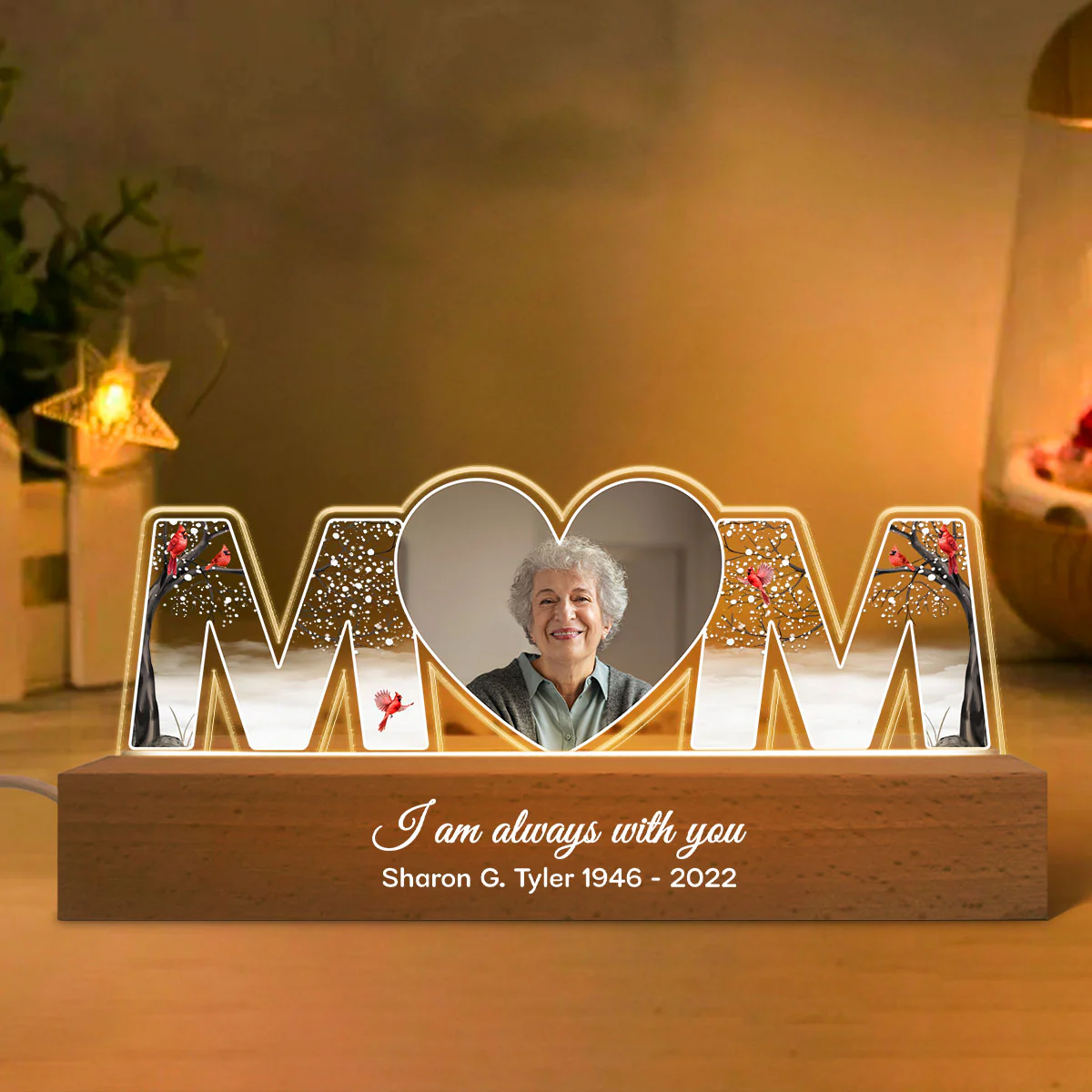 I'm Always With You, Memorial Sympathy Gift, Photo Personalized LED Night Light - Image 5