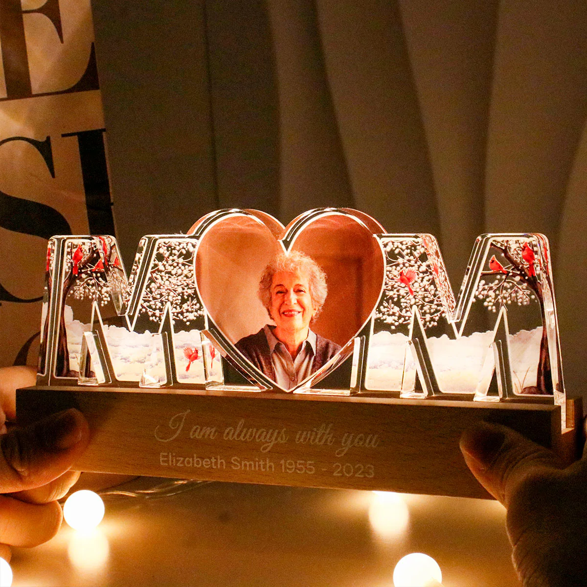 I'm Always With You, Memorial Sympathy Gift, Photo Personalized LED Night Light - Image 6